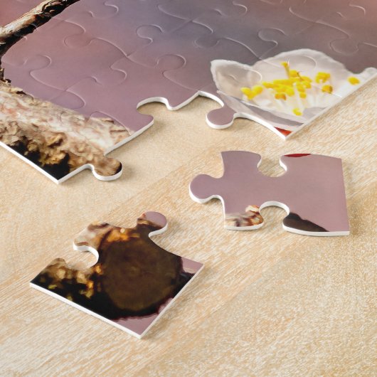 Buds van Japanse abrikozenbloemen in het voorjaar Legpuzzel (Zijkant)