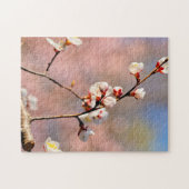 Buds van Japanse abrikozenbloemen in het voorjaar Legpuzzel (Horizontaal)