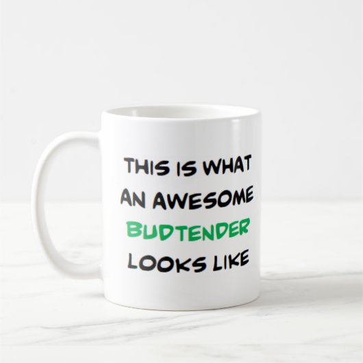 budtender, awesome koffiemok (Links)