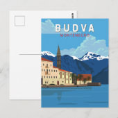 Budva Montenegro Retro Travel Art  Briefkaart (Voorkant / Achterkant)