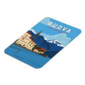 Budva Montenegro Retro Travel Art  Magneet (Linkerzijde)