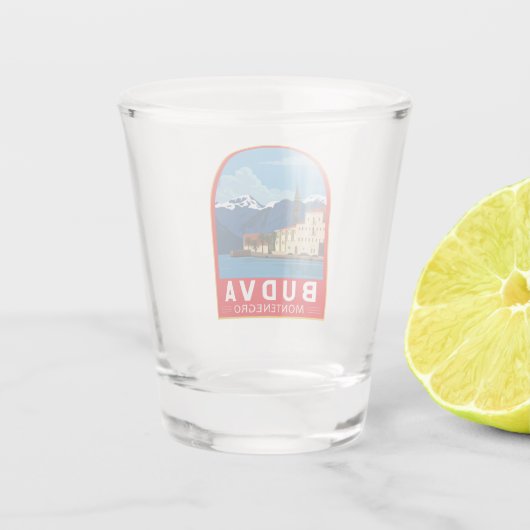 Budva Montenegro Retro Travel Art  Shot Glas (Achterkant)