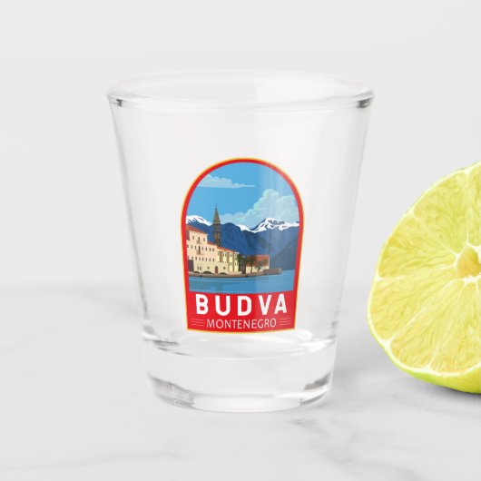 Budva Montenegro Retro Travel Art Shot Glas (Voorkant)