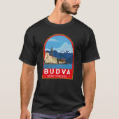 Budva Montenegro Retro Travel Art  T-shirt (Voorkant)