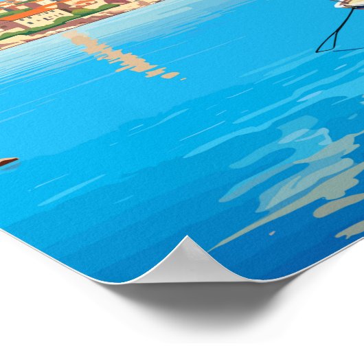 Budva Montenegro Travel Art  Illustratie Poster (Hoek)