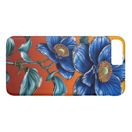 Bue bloemen Case-Mate iPhone case (Achterkant (Horizontaal))