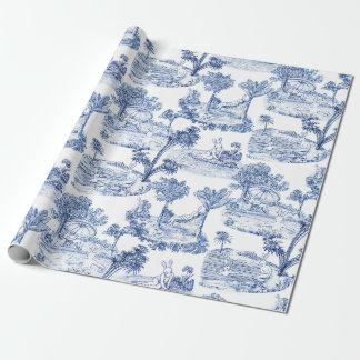 Bue Easter Bunny Toile Cadeaupapier