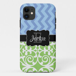 Bue Green Dual Pattern monogrammed iPhone5 hoesje
