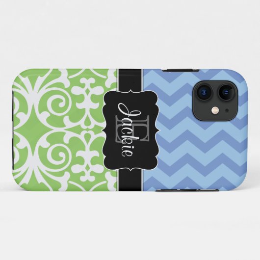 Bue Green Dual Pattern monogrammed iPhone5 hoesje (Achterkant (horizontaal))