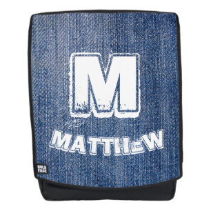 Bue Jeans Wit Monogram En Naam Gepersonaliseerd Rugtassen
