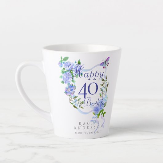 Bue Rose Lint 40e Verjaardag Latte Mok (Links)