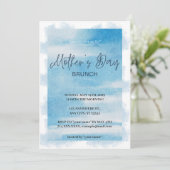Bue Wtaercolor Moederdag Brunch Invitation Kaart (Staand voorkant)