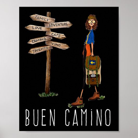 Buen Camino De Santiago Pilgrim Hiking Way Of St.  Poster (Voorkant)