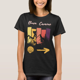 Buen Camino Mannelijke Pilgrim Scallop Shell Gele T-shirt