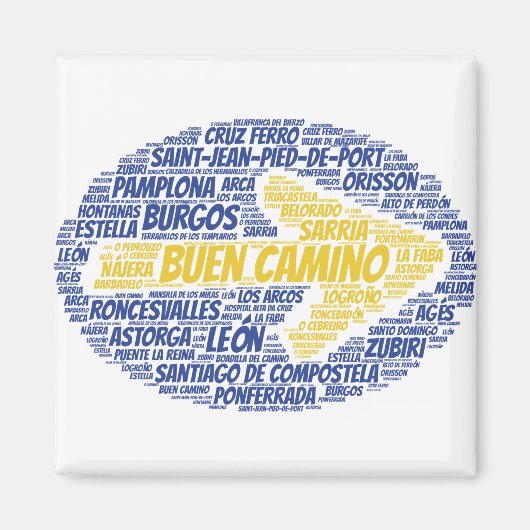 Buen Camino Word Art Magneet (Voorkant)