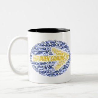 Buen Camino Word Art Tweekleurige Koffiemok
