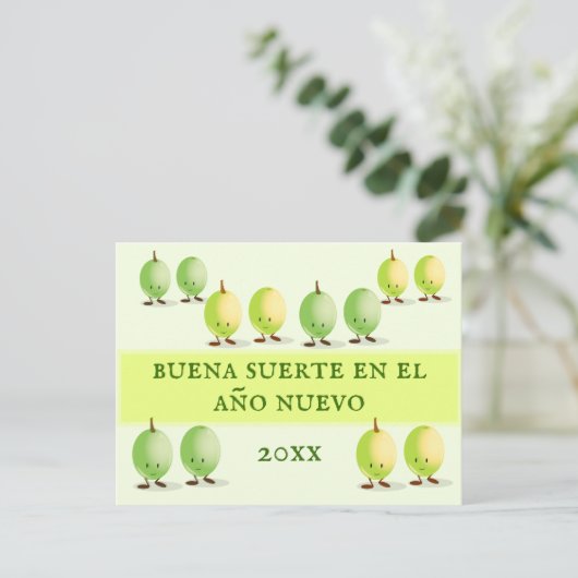 Buena Suerte Twaalf Druiven Gelukkig Nieuwjaar Feestdagenkaart (Staand voorkant)