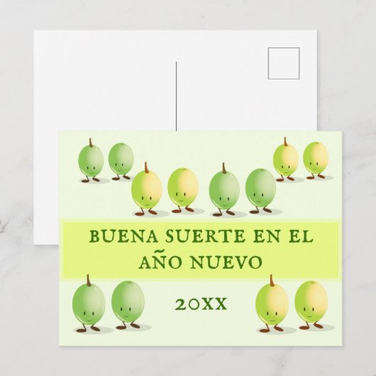 Buena Suerte Twaalf Druiven Gelukkig Nieuwjaar Feestdagenkaart (Voorkant / Achterkant)