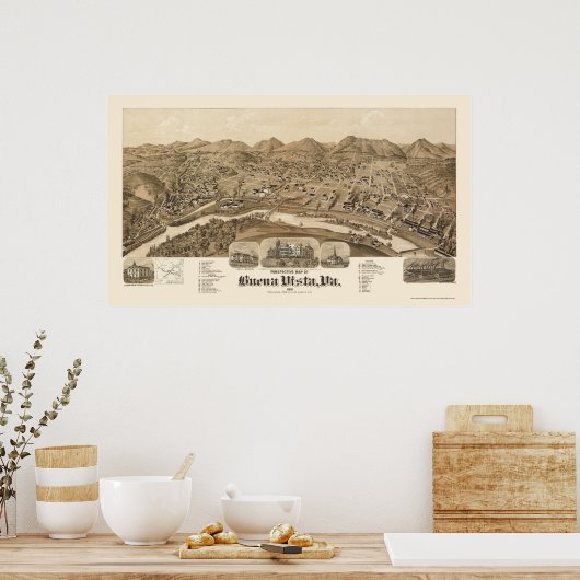 Buena Vista, VA Panoramic Map - 1891 Poster (Keuken)