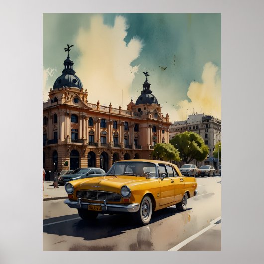 Buenos Aires aquarel kunst Poster (Voorkant)