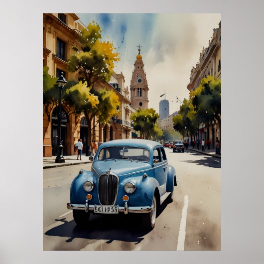 Buenos Aires aquarel kunst Poster (Voorkant)