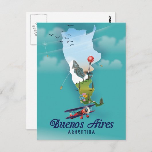 Buenos Aires, Argentijnse reisposter Briefkaart (Voorkant / Achterkant)