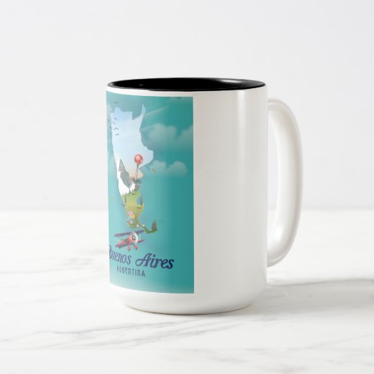 Buenos Aires, Argentijnse reisposter Tweekleurige Koffiemok (Voorkant rechts)
