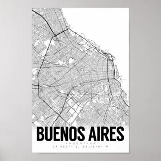 Buenos Aires Argentina - Minimalistische kaart Poster