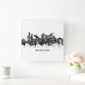 Buenos Aires Argentina Skyline BW Vierkante Klok (Huis)