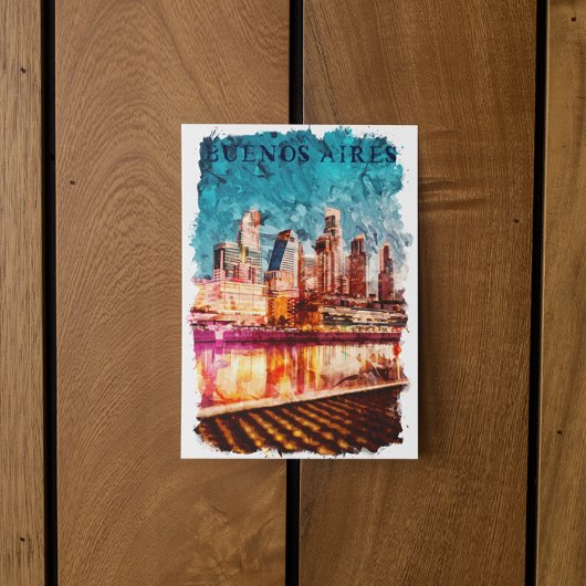 Buenos Aires Argentina Skyline by Night City Uitzi Briefkaart