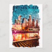 Buenos Aires Argentina Skyline by Night City Uitzi Briefkaart (Voorkant)