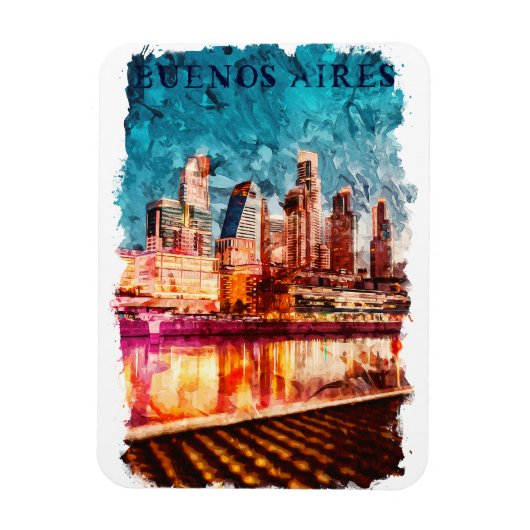 Buenos Aires Argentina Skyline by Night City Uitzi Magneet (Verticaal)
