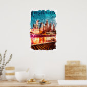 Buenos Aires Argentina Skyline by Night City Uitzi Poster (Keuken)