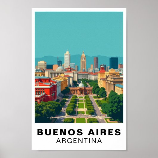 Buenos Aires Argentina Vintage Travel Art Poster (Voorkant)