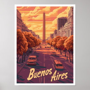 Buenos Aires Argentinië Art Vintage Travel Poster