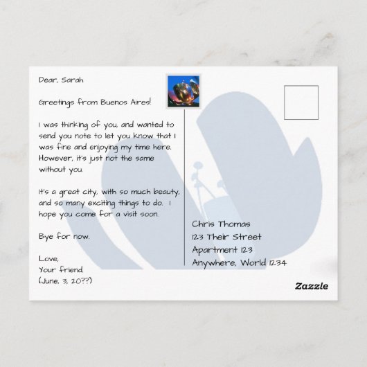 Buenos Aires Argentinië Casa Rosada w Tango danser Briefkaart (Achterkant)