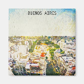 Buenos Aires Argentinië CItyscape Schilderen Magneet (Voorkant)
