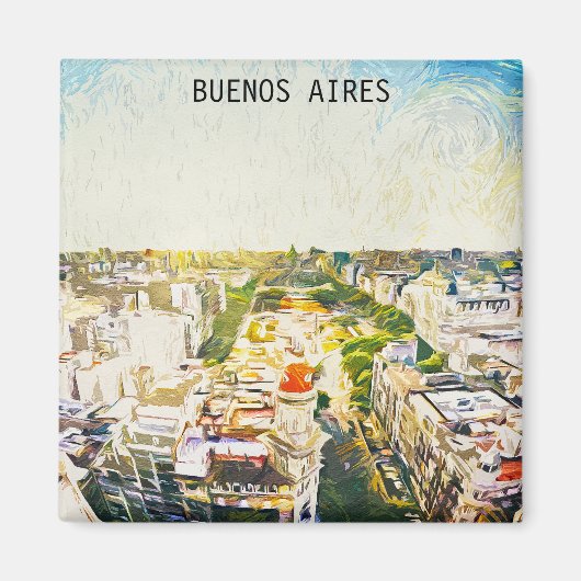Buenos Aires Argentinië CItyscape Schilderen Magneet (Voorkant)