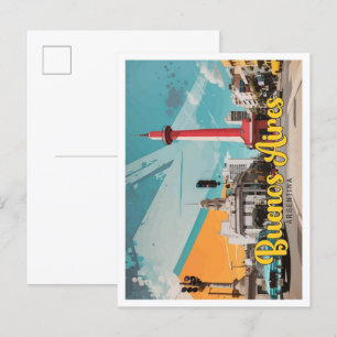 Buenos Aires Argentinië Pop Art Travel Illustratie Briefkaart