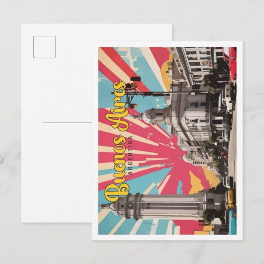 Buenos Aires Argentinië Pop Art Travel Illustratie Briefkaart (Voorkant / Achterkant)