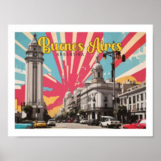 Buenos Aires Argentinië Pop Art Travel Illustratie Poster (Voorkant)