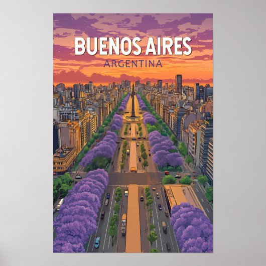 Buenos Aires Argentinië Reizen Kunst Vintage Poster (Voorkant)