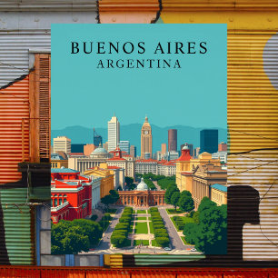 Buenos Aires, Argentinië Retro Reis Kunst Briefkaart