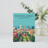 Buenos Aires, Argentinië Retro Travel Art Briefkaart (Staand voorkant)