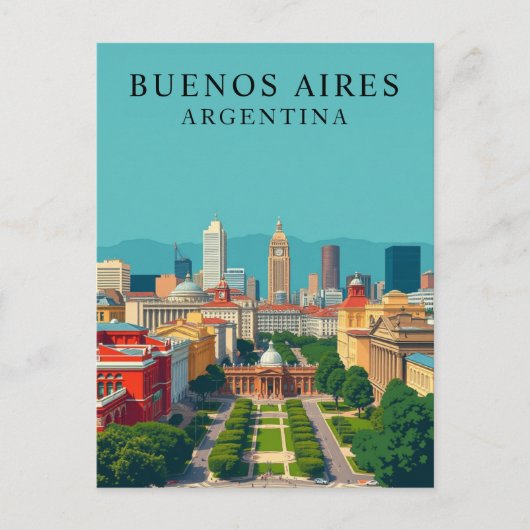 Buenos Aires, Argentinië Retro Travel Art Briefkaart (Voorkant)
