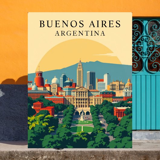 Buenos Aires, Argentinië Retro Travel Art Briefkaart