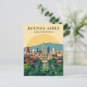 Buenos Aires, Argentinië Retro Travel Art Briefkaart (Staand voorkant)