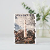Buenos Aires Argentinië Skyline Waterverf Briefkaart (Staand voorkant)