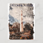 Buenos Aires Argentinië Skyline Waterverf Briefkaart (Voorkant)