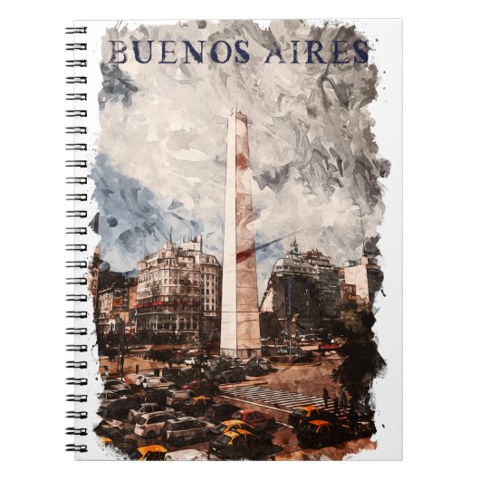 Buenos Aires Argentinië Skyline Waterverf Notitieboek (Voorkant)